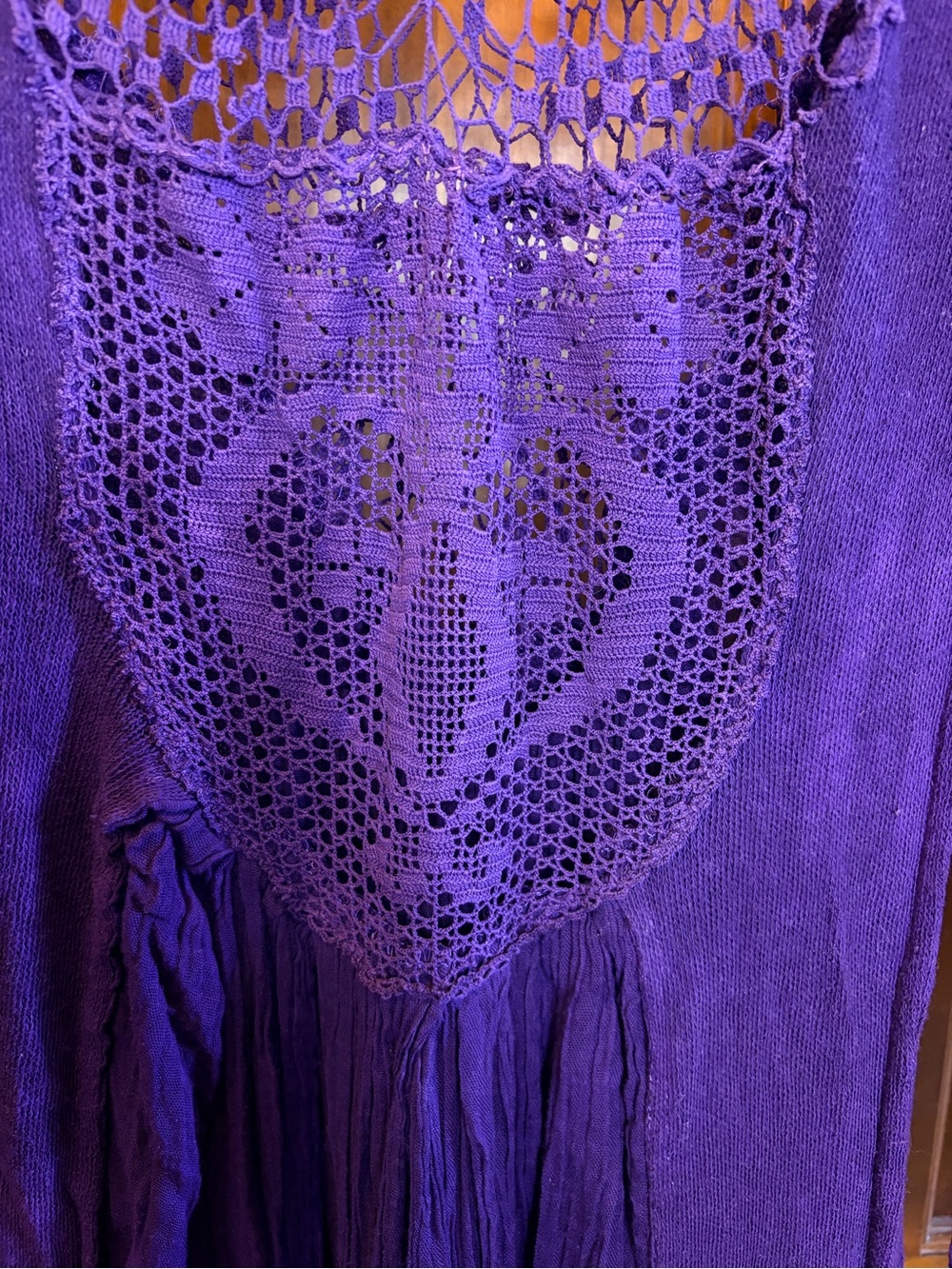 Rare! Sestra Moja Honeywood Vintage Handmade Crochet Bell Sleeve Maxi Dress Tall - Picture 6 of 17